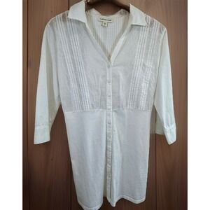 Coldwater Creek Shirt Smal White Embroidered Button Tunic Cottage Feminine XL
